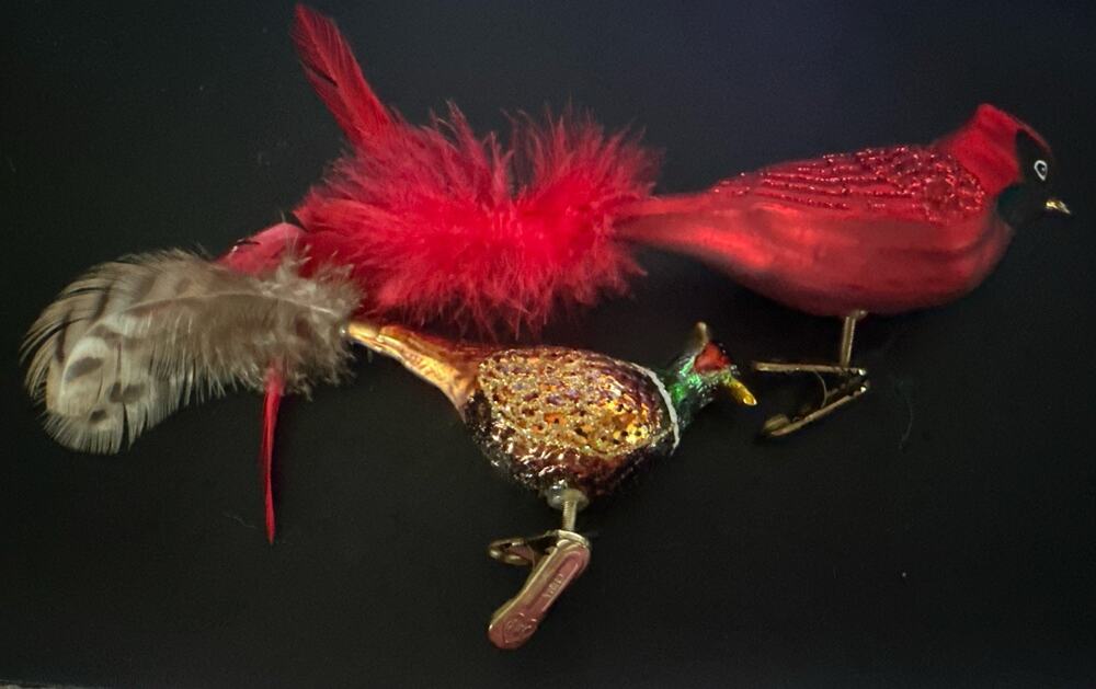 Old World Christmas Pheasant Cardinal Lot Ornament With Clip Vintage W Box